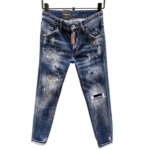 starbag italian design summer new style slim fit elastic small leg jeans washed worn out with holes paint dot men's pants1, Blue
starbag italian design summer new style slim fit elastic small leg jeans washed worn out with holes paint dot men's pants1, Blue