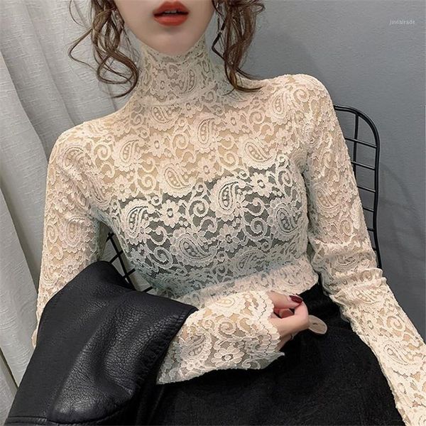 women's blouses & shirts autumn women hollow out lace tees female spring turtleneck full sleeve elastic elegant transparent 1, White
women's blouses & shirts autumn women hollow out lace tees female spring turtleneck full sleeve elastic elegant transparent 1, White