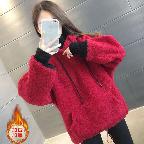 women's sweater with cashmere thickening new autumn and winter 2020 loose foreign style lamb wool coat european fashion top, Black
women's sweater with cashmere thickening new autumn and winter 2020 loose foreign style lamb wool coat european fashion top, Black