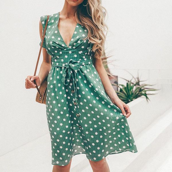 polka dot vintage sash ruffle women's dress deep v-neck sleeveless ladies green dresses 2019 summer casual loose female vestidos1, Black;gray
polka dot vintage sash ruffle women's dress deep v-neck sleeveless ladies green dresses 2019 summer casual loose female vestidos1, Black;gray