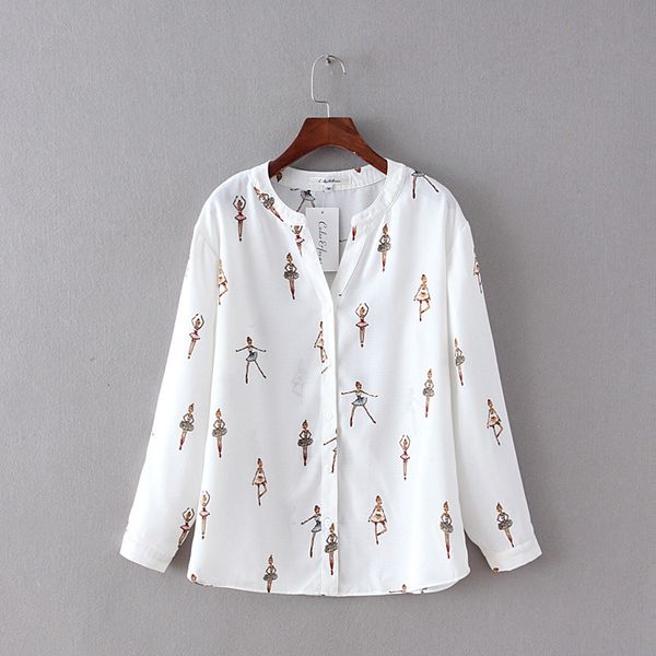 2021 new women long sleeve dancer ballet girl printed v-neck slim women's chiffon shirt fashion shirts nffu, White
2021 new women long sleeve dancer ballet girl printed v-neck slim women's chiffon shirt fashion shirts nffu, White