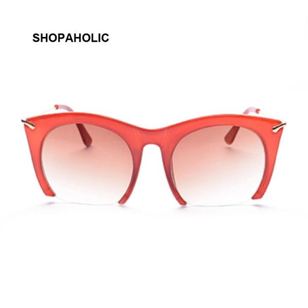 half frame cat eye sunglasses women fashion designer coating mirrors metal bending temple sun glasses feminino uv400, White;black
half frame cat eye sunglasses women fashion designer coating mirrors metal bending temple sun glasses feminino uv400, White;black