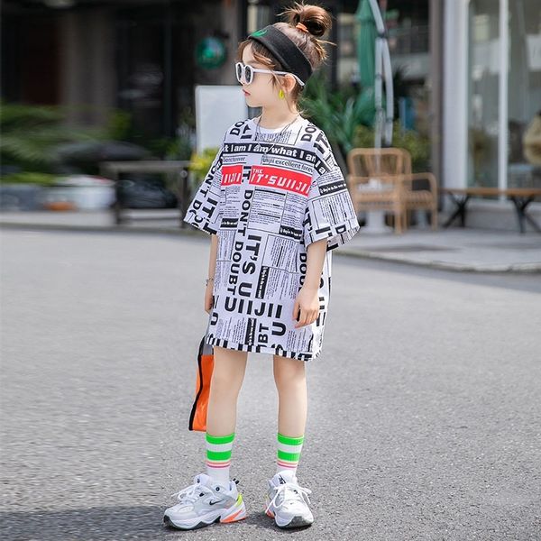 summer girls t shirt baby long tee kids tee dress children streetwear clothes newspaper full letter print 4 to 14 yrs y200704, Blue
summer girls t shirt baby long tee kids tee dress children streetwear clothes newspaper full letter print 4 to 14 yrs y200704, Blue