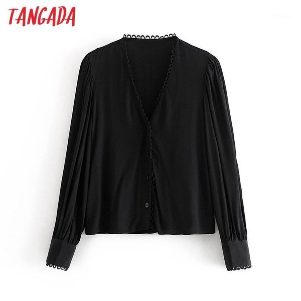 tangada women lace patchwork black shirts long sleeve solid v-neck elegant female casual blouses qn251, White
tangada women lace patchwork black shirts long sleeve solid v-neck elegant female casual blouses qn251, White