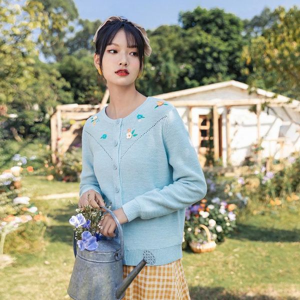 inman 2021 spring new arrival handwork flower lovely age reduction cardigan light blue women's coat1, White
inman 2021 spring new arrival handwork flower lovely age reduction cardigan light blue women's coat1, White