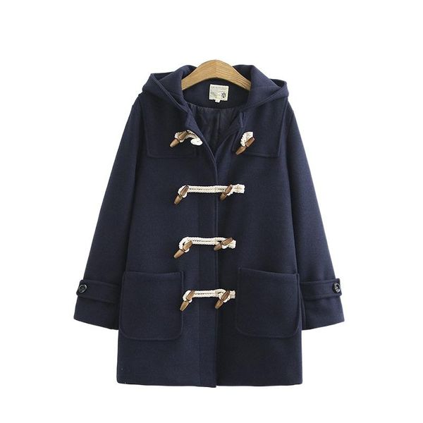 women outerwear coats korean temperament literary pure color double wooden buckle loose hooded pocket woolen jacket 2061248, Black
women outerwear coats korean temperament literary pure color double wooden buckle loose hooded pocket woolen jacket 2061248, Black