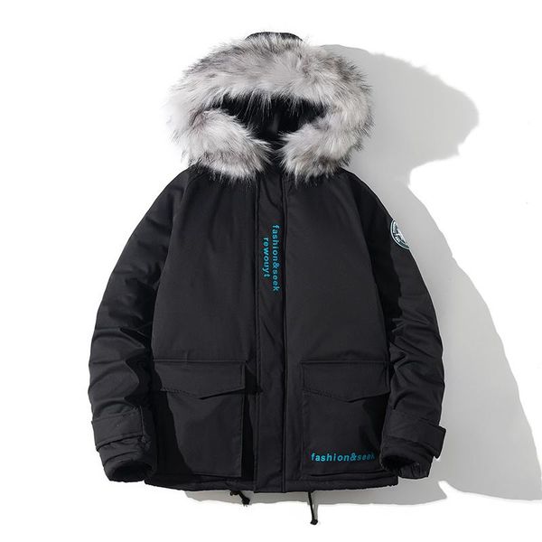 winter solid cotton jacket men hooded fur collar loose padded-jacket plus size jacket thick warm cotton windproof outwear, Black
winter solid cotton jacket men hooded fur collar loose padded-jacket plus size jacket thick warm cotton windproof outwear, Black