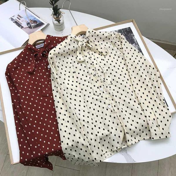 women's shirt shirt fashion korean version of polka dot bow collar loose single-breasted1, White
women's shirt shirt fashion korean version of polka dot bow collar loose single-breasted1, White