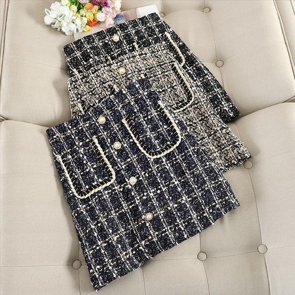 women winter warm high waist short wool skirt with pockets front buttons plaid skirts high fashion saias faldas, Black
women winter warm high waist short wool skirt with pockets front buttons plaid skirts high fashion saias faldas, Black