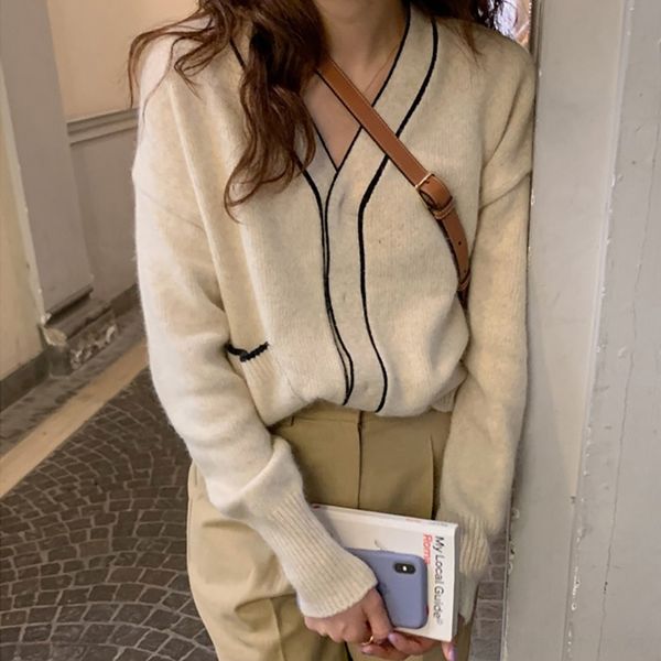 o81t7 2020 new w8hum and autumn knitted with design on new pattern spring and autumn pattern cardigan spring, White;black
o81t7 2020 new w8hum and autumn knitted with design on new pattern spring and autumn pattern cardigan spring, White;black