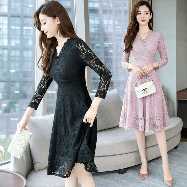 autumn winter vintage lace black midi dress korean plus size long sleeve dresses women elegant bodycon party vestidos 201027, Black;gray
autumn winter vintage lace black midi dress korean plus size long sleeve dresses women elegant bodycon party vestidos 201027, Black;gray