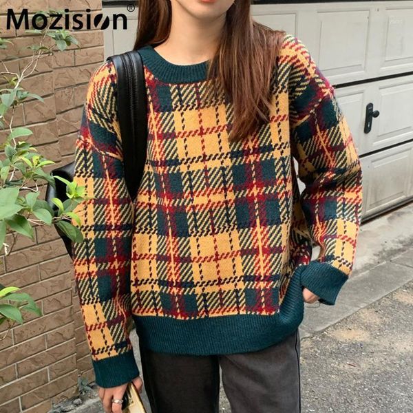 mozision chic plaid knitted sweater for women o neck long sleeve pullovers female winter new grid loose warm sweaters1, White;black
mozision chic plaid knitted sweater for women o neck long sleeve pullovers female winter new grid loose warm sweaters1, White;black