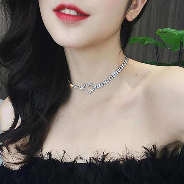 women fashion double row crystal heart hollow necklace for women trendy party necklace jewelry accessories, Golden;silver
women fashion double row crystal heart hollow necklace for women trendy party necklace jewelry accessories, Golden;silver
