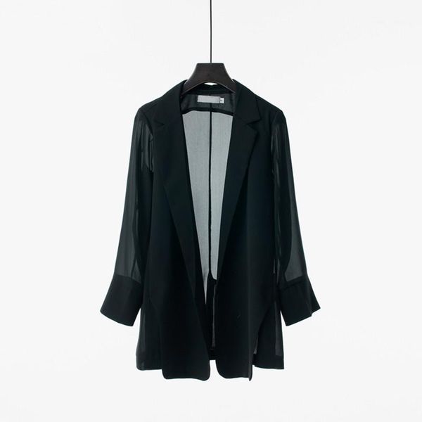 women's suits & blazers 5 colors formal solid chiffon blazer women notched collar summer office wear slim thin female 1, White;black
women's suits & blazers 5 colors formal solid chiffon blazer women notched collar summer office wear slim thin female 1, White;black
