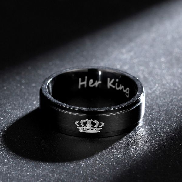 his the black her 6mm on queen couple titanium steel ring cross mirror jewelry wholesale, Silver 
his the black her 6mm on queen couple titanium steel ring cross mirror jewelry wholesale, Silver