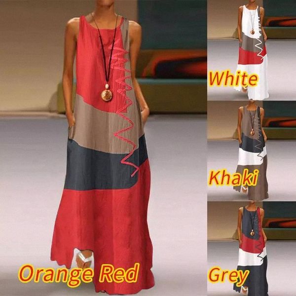 women's sundress 2020 summer vintage color stitching maxi dress casual sleeveless tank party vestidos female o neck robe femme #8q0v, Black;gray
women's sundress 2020 summer vintage color stitching maxi dress casual sleeveless tank party vestidos female o neck robe femme #8q0v, Black;gray