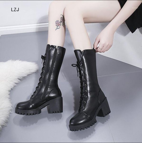 lzj 2020 autumn boots women fashion high heel lace up boots platform shoes winter boot women leather solid sneakers1, Black
lzj 2020 autumn boots women fashion high heel lace up boots platform shoes winter boot women leather solid sneakers1, Black