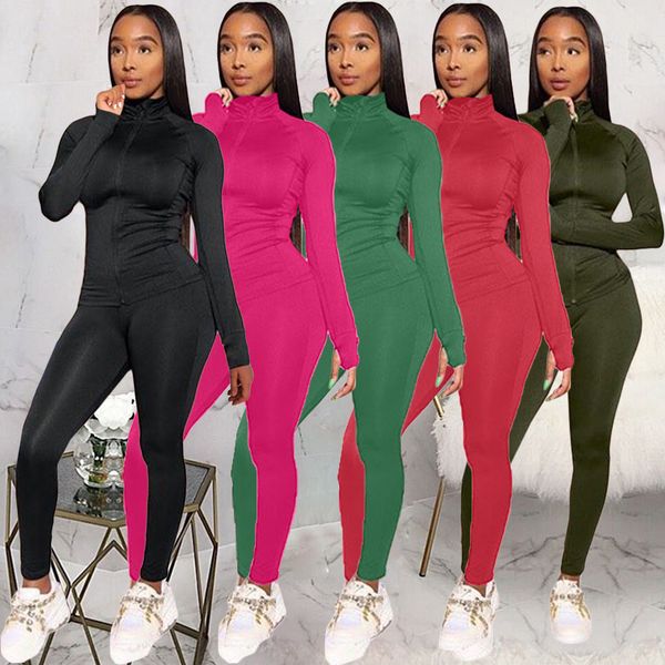 women casual fashion solid 2 piece outfits long sleeve zipper tshit with long skinny pants set, White
women casual fashion solid 2 piece outfits long sleeve zipper tshit with long skinny pants set, White