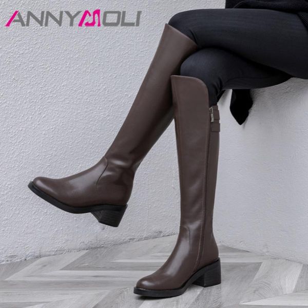 boots annymoli real leather platform mid heel knee high women shoes buckle zip block heels long lady autumn winter coffee, Black
boots annymoli real leather platform mid heel knee high women shoes buckle zip block heels long lady autumn winter coffee, Black