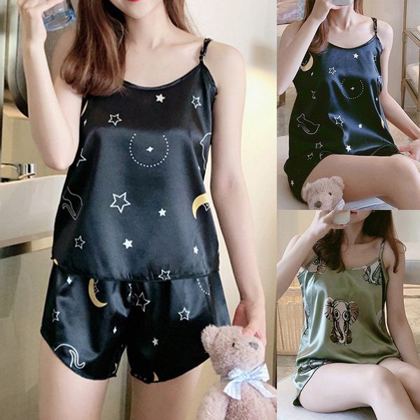 mujer avocado sleepwear female summer silk pajamas camisole two-piece set home clothes for women, Black;white
mujer avocado sleepwear female summer silk pajamas camisole two-piece set home clothes for women, Black;white