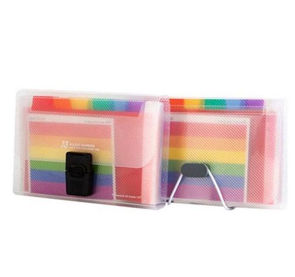 13 Grids A6 Document Bag Cute Rainbow Color Mini Bill Receipt File Bag Pouch Folder Organizer File Holde Wmtauy Mywjqq