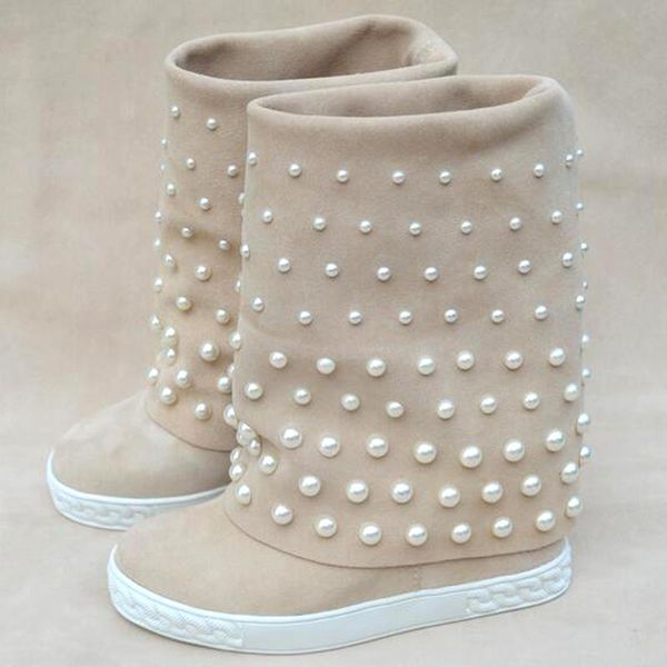 boots autumn white pearls beaded mid-calf for women height increasing wedges bottines slip on beige black suede
boots autumn white pearls beaded mid-calf for women height increasing wedges bottines slip on beige black suede