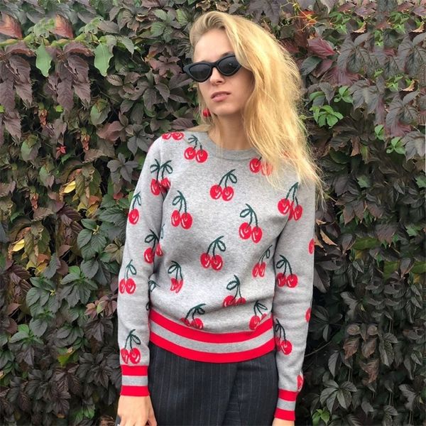 new fashion women autumn and winter cute cherry jacquard sweater pullovers ladies chic long sleeve jumper knitting c-426 y200910, White;black
new fashion women autumn and winter cute cherry jacquard sweater pullovers ladies chic long sleeve jumper knitting c-426 y200910, White;black
