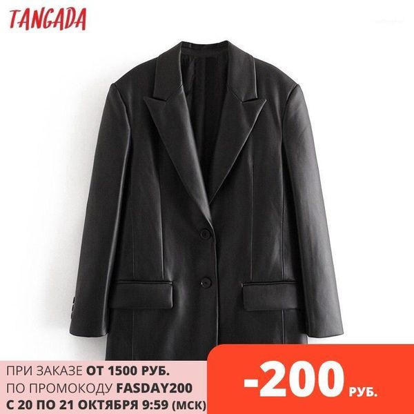 tangada women black faux leather blazer coat vintage notched collar long sleeve 2020 fashion female loose chic qn371, White;black
tangada women black faux leather blazer coat vintage notched collar long sleeve 2020 fashion female loose chic qn371, White;black