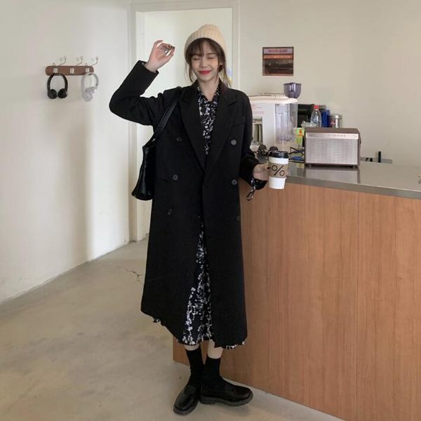 mid long retro black suit coat women's korean autumn casual suit coat fashion
mid long retro black suit coat women's korean autumn casual suit coat fashion