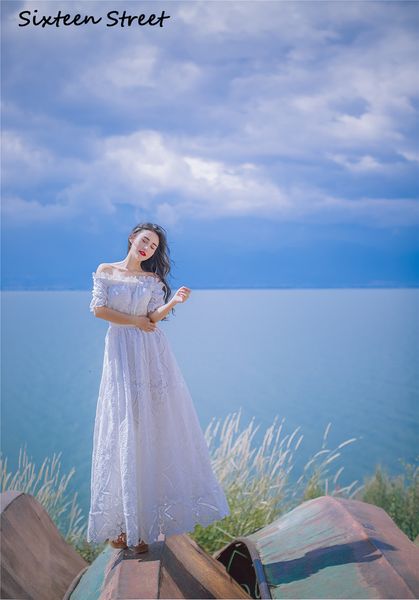 2021 summer elegant hollow loop out long robes ankle-length lace off the shoulder of fairies dressed in white ladies t0gk, Black;gray
2021 summer elegant hollow loop out long robes ankle-length lace off the shoulder of fairies dressed in white ladies t0gk, Black;gray