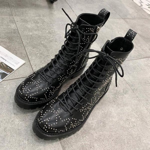 boots women winter shoes black metal studded short pentagram decoration mujer ladies round real leather ankle boots1
boots women winter shoes black metal studded short pentagram decoration mujer ladies round real leather ankle boots1