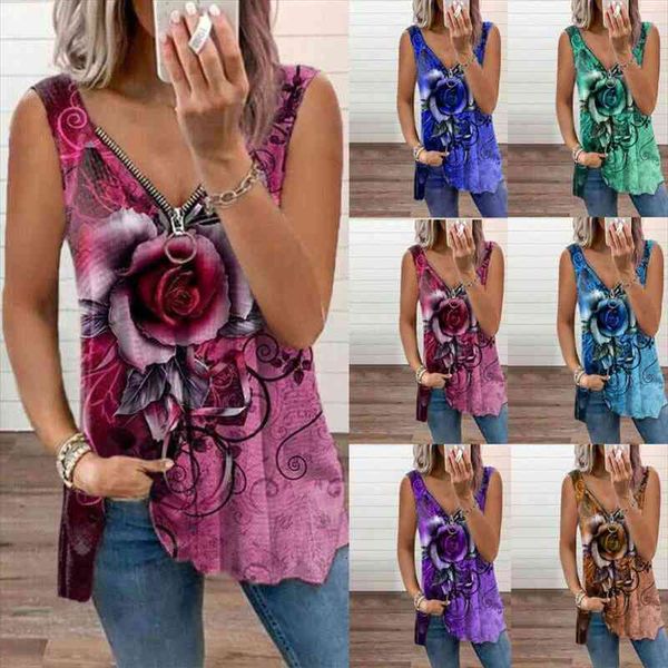 womens v-neck zipper rose flower print casual t-shirt vest summer sleeveless loose womens spaghetti strap tank top, White
womens v-neck zipper rose flower print casual t-shirt vest summer sleeveless loose womens spaghetti strap tank top, White