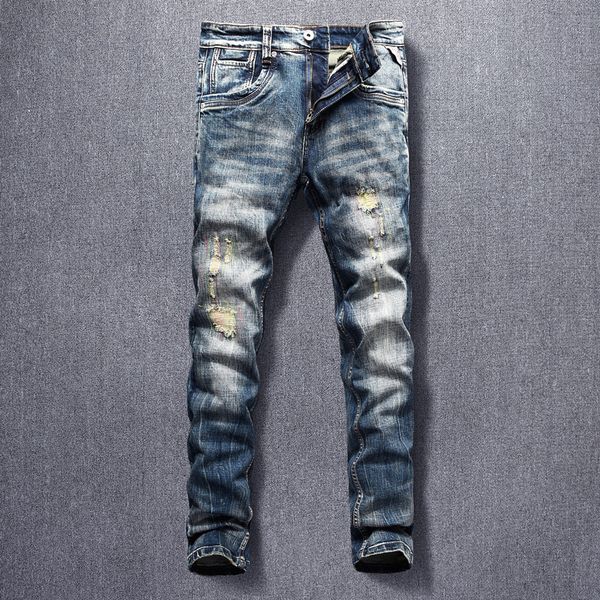 2021 new italian style fashion men jeans elastic slim fit ripped denim pants homme patchwork vintage designer long trousers ohe, Blue
2021 new italian style fashion men jeans elastic slim fit ripped denim pants homme patchwork vintage designer long trousers ohe, Blue