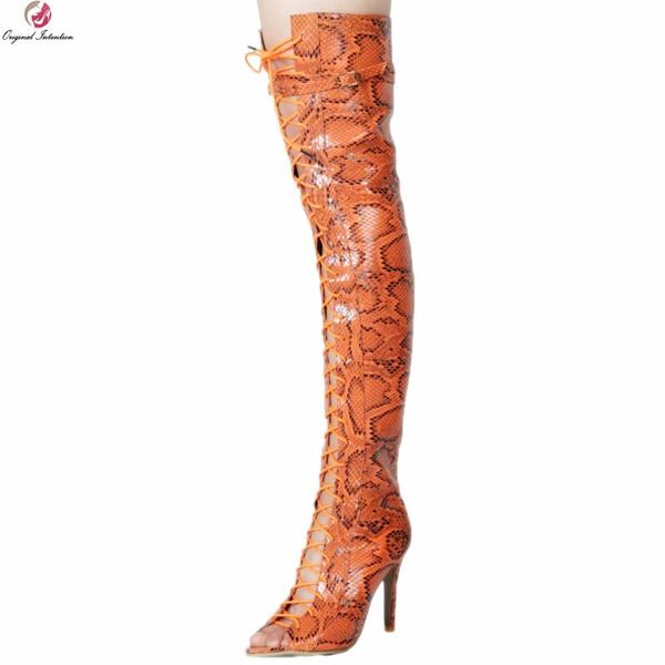 original intention new women over-the-knee boots peep toe thin heels boots brown orange snake shoes woman plus size 4-15, Black
original intention new women over-the-knee boots peep toe thin heels boots brown orange snake shoes woman plus size 4-15, Black