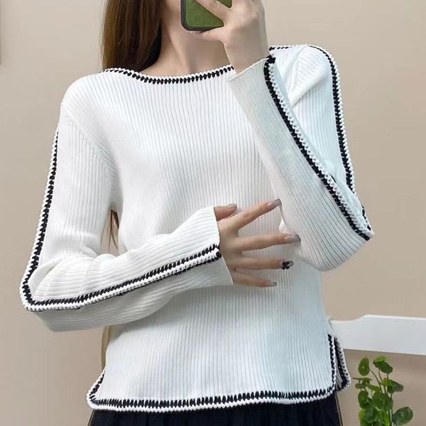 1107 l 2022 runway autumn brand same style sweater long sleeve pullover slash neck fashion clothes womens pingguo, White;black
1107 l 2022 runway autumn brand same style sweater long sleeve pullover slash neck fashion clothes womens pingguo, White;black