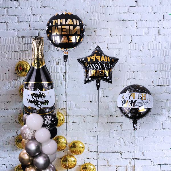 happy balloons for 2021 eve party decoration balloon gold black star bottle shape new year ballon supplies
happy balloons for 2021 eve party decoration balloon gold black star bottle shape new year ballon supplies