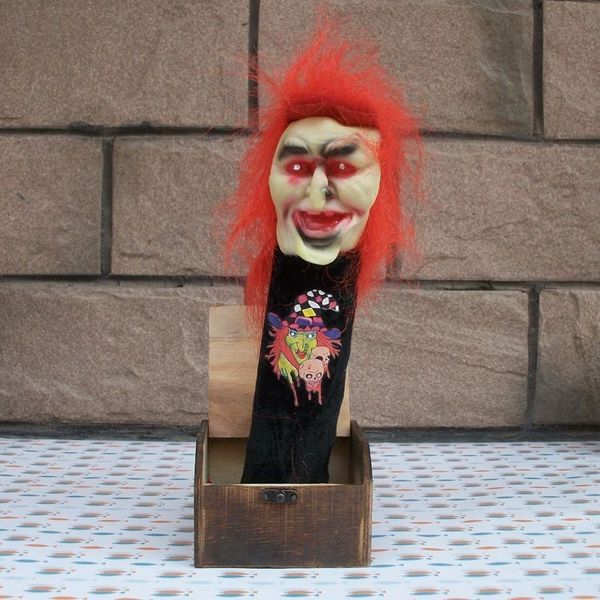 halloween gift creative trick toys scare wooden box spring ghost prank way