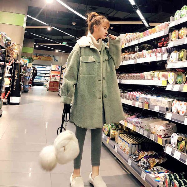women's wool & blends avocado green woolen lamb fur coat female autumn and winter imitation velvet long section loose lapel thick nwpu, Black
women's wool & blends avocado green woolen lamb fur coat female autumn and winter imitation velvet long section loose lapel thick nwpu, Black