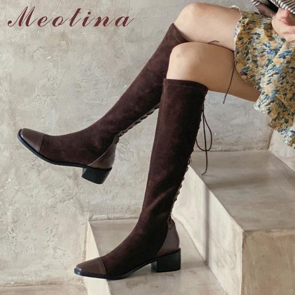 meotina genuine leather mid heel stretch long boots women shoes square toe thick heels lace up knee high boots autumn winter 401, Black
meotina genuine leather mid heel stretch long boots women shoes square toe thick heels lace up knee high boots autumn winter 401, Black