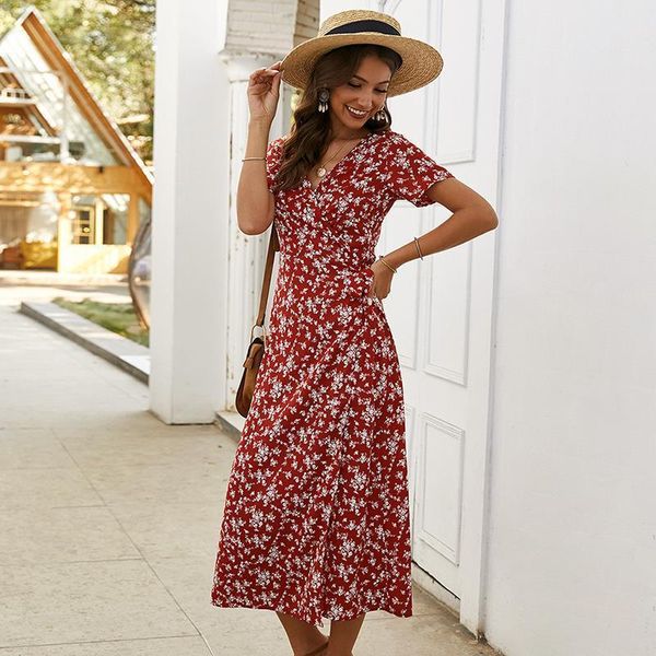 elegant floral print boho dress women v-neck short sleeve slim women's wears fashion all match ladies summer dresses with sashes, Black;gray
elegant floral print boho dress women v-neck short sleeve slim women's wears fashion all match ladies summer dresses with sashes, Black;gray