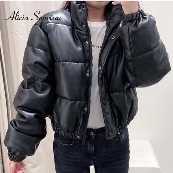 women's down & parkas 2021 winter coat women casual faux leather cotton-padded clothes stand collar short pu warm jacket female, Black
women's down & parkas 2021 winter coat women casual faux leather cotton-padded clothes stand collar short pu warm jacket female, Black