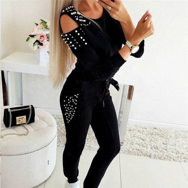 2 piece outfits for women bead cold shoulder sweatshirt tracksuit pant suit gym lounge wear jogger casual jumpsuit clothing set1, White
2 piece outfits for women bead cold shoulder sweatshirt tracksuit pant suit gym lounge wear jogger casual jumpsuit clothing set1, White