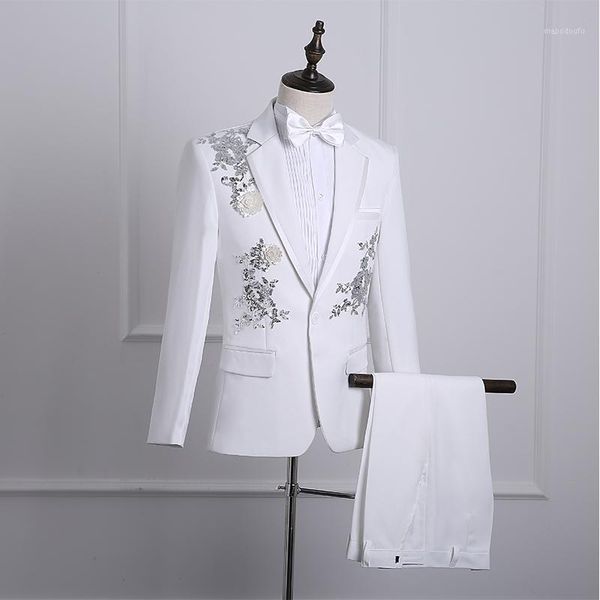 mens floral bling sequins suits formal coat trousers party jackets costume tie b621, White;black
mens floral bling sequins suits formal coat trousers party jackets costume tie b621, White;black