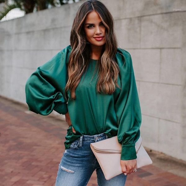 green satin women blouses and lantern long sleeve vintage blouse shirts autumn winter elegant office plus size 20201, White
green satin women blouses and lantern long sleeve vintage blouse shirts autumn winter elegant office plus size 20201, White