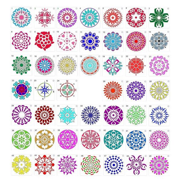 48pcs Mandala Dot Painting Templates Stencils, Small Mandala Template Stencils For Diy Art Project Rock Painting