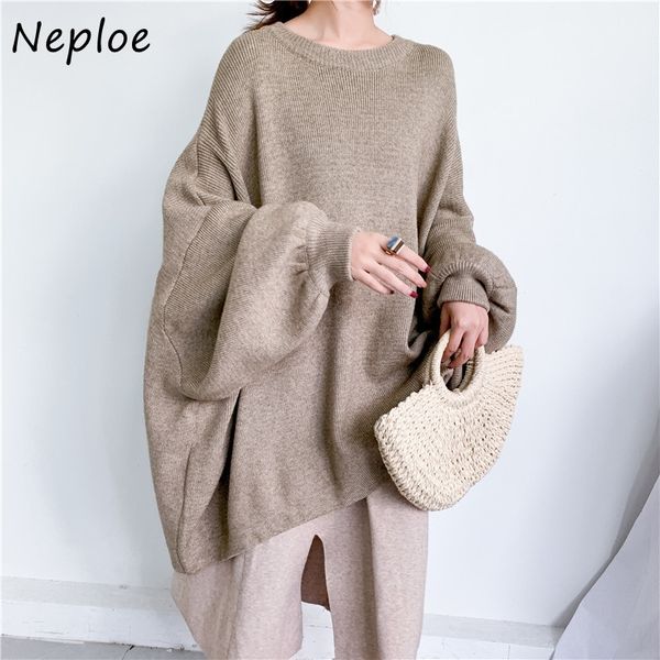 neploe lantern sleeve loose solid color knitted pullovers new autumn winter plus size clothes women o-neck casual sweaters 201130, White;black
neploe lantern sleeve loose solid color knitted pullovers new autumn winter plus size clothes women o-neck casual sweaters 201130, White;black