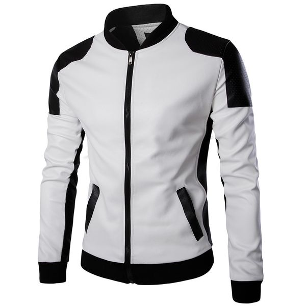 men's leather stand collar trendy black white matching leather coat jaket synthetic leather baseball jackets jaqueta de couro masculina
men's leather stand collar trendy black white matching leather coat jaket synthetic leather baseball jackets jaqueta de couro masculina