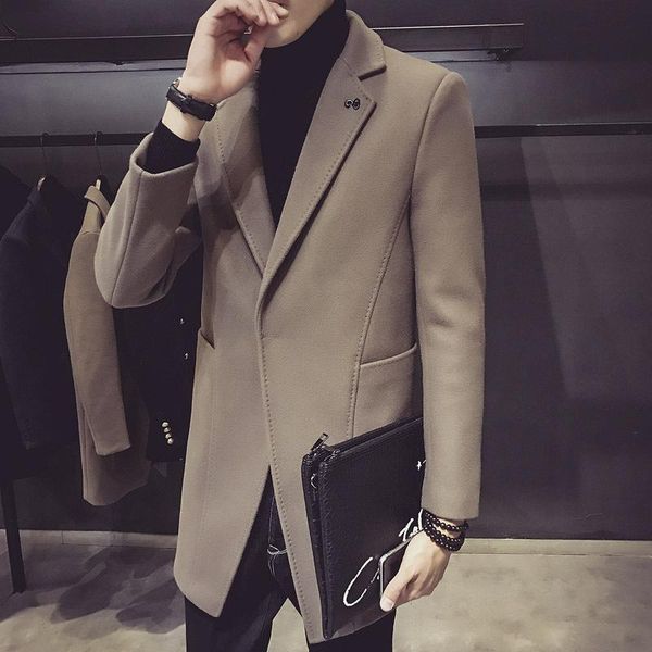 men's wool & blends men windbreaker warm winter jacket trench medium-long overcoat collared dark buckle male business smart casual oute, Black
men's wool & blends men windbreaker warm winter jacket trench medium-long overcoat collared dark buckle male business smart casual oute, Black