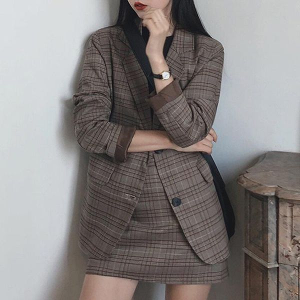 women's tracksuits tripleleaf autumn classic retro plaid suit jacket fashionable western style short skirt two-piece, Gray
women's tracksuits tripleleaf autumn classic retro plaid suit jacket fashionable western style short skirt two-piece, Gray