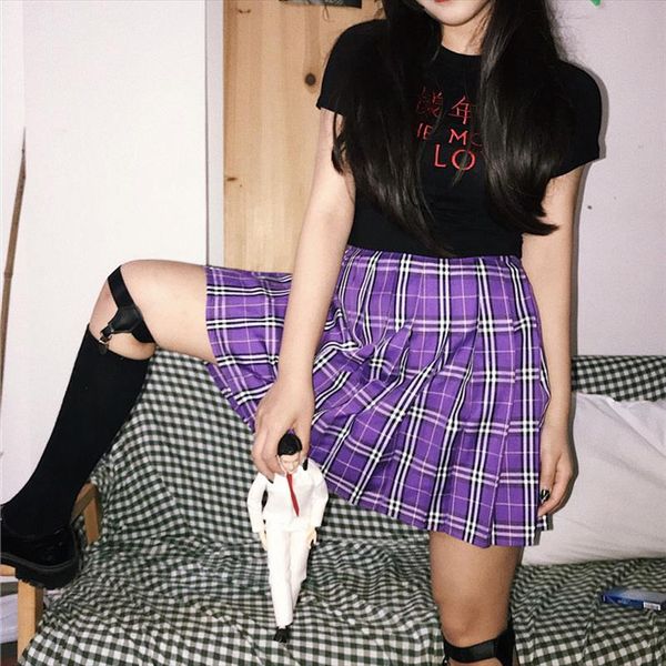 harajuku streetwear high waist pleated skirt women summer 2019 korean version of the retro purple pink mini skirt schoolgirl, Black
harajuku streetwear high waist pleated skirt women summer 2019 korean version of the retro purple pink mini skirt schoolgirl, Black